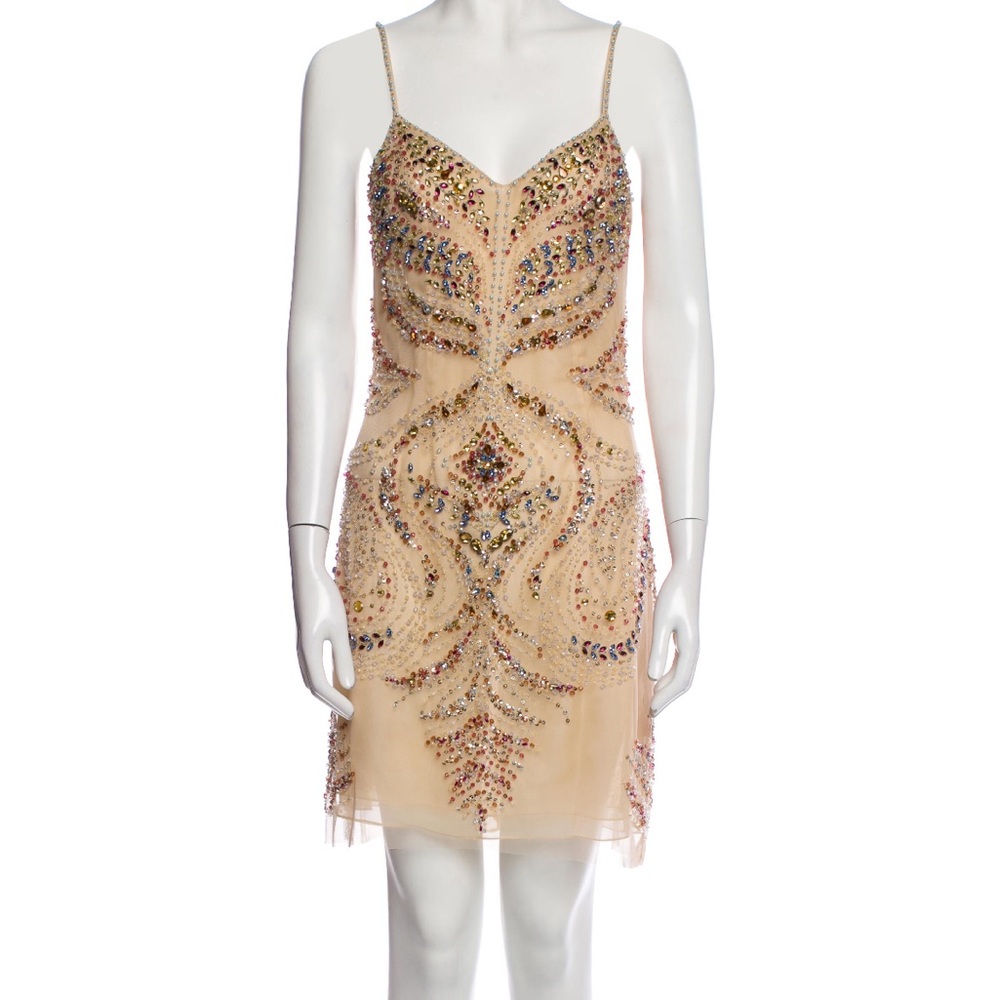 Basix Black Label beaded Nude Slip Dress - 4